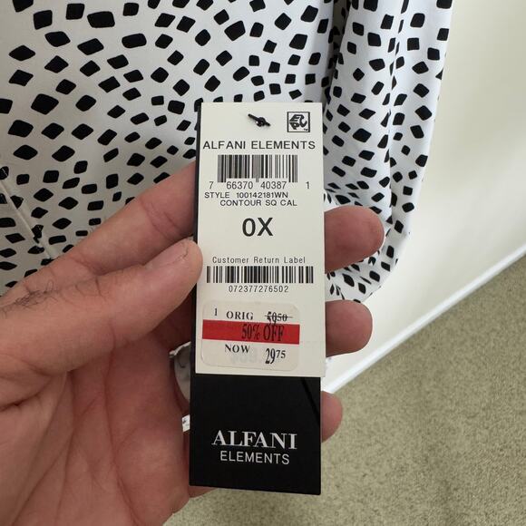 Alfani Elements Printed 3 4 Sleeve Tunic Top US Women's 0X Plus - Picture 6 of 9